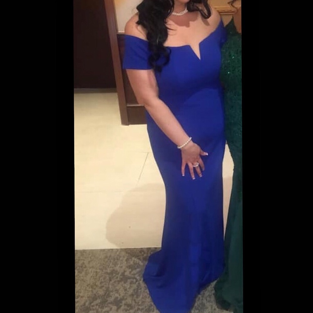 Calvin Klein off shoulder royal blue gown Size 14